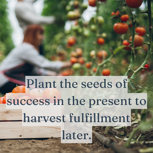 Plant the seeds of success in the present to harvest fulfillment later.