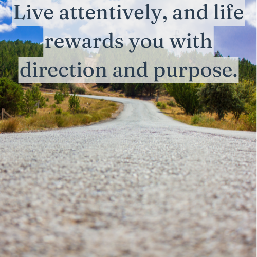 Live attentively, and life rewards you with direction and purpose.